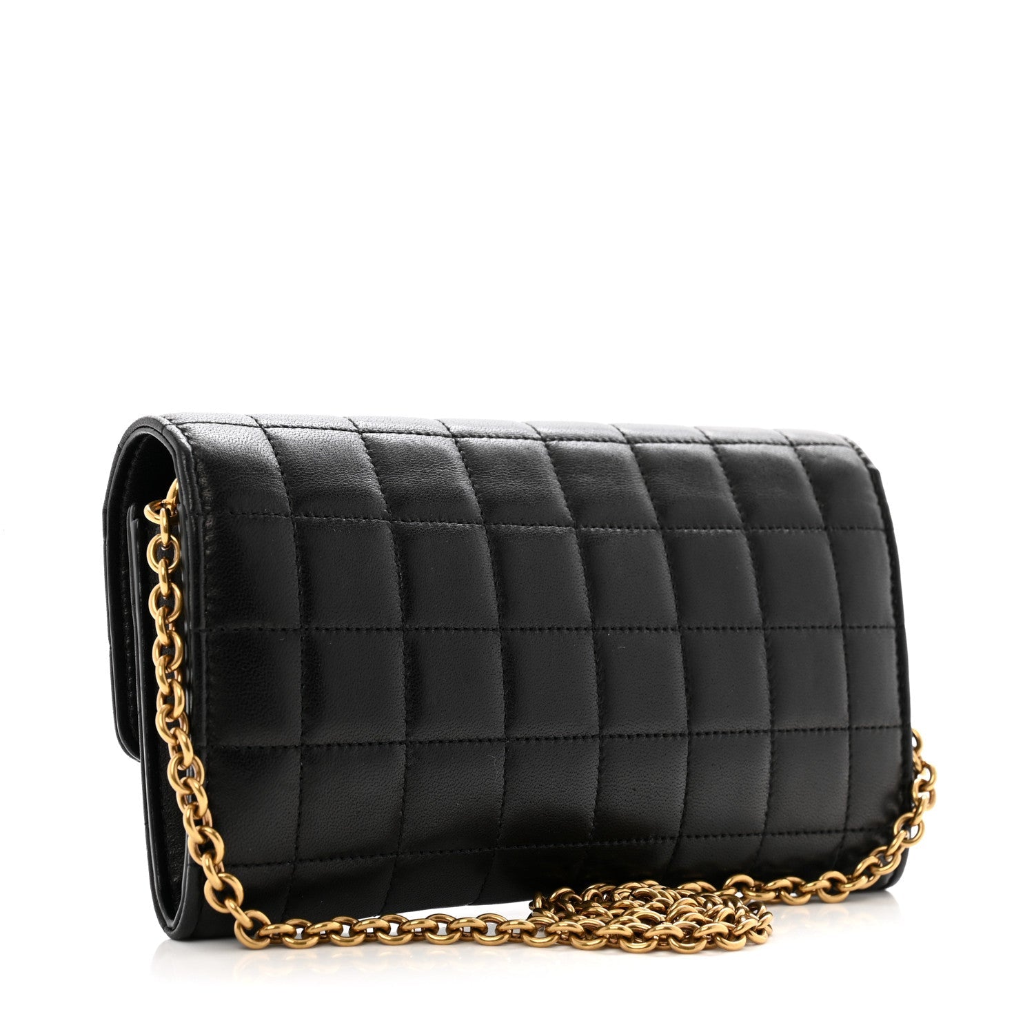 Lambskin Carre Quilted Le Maillon Wallet On Chain Black