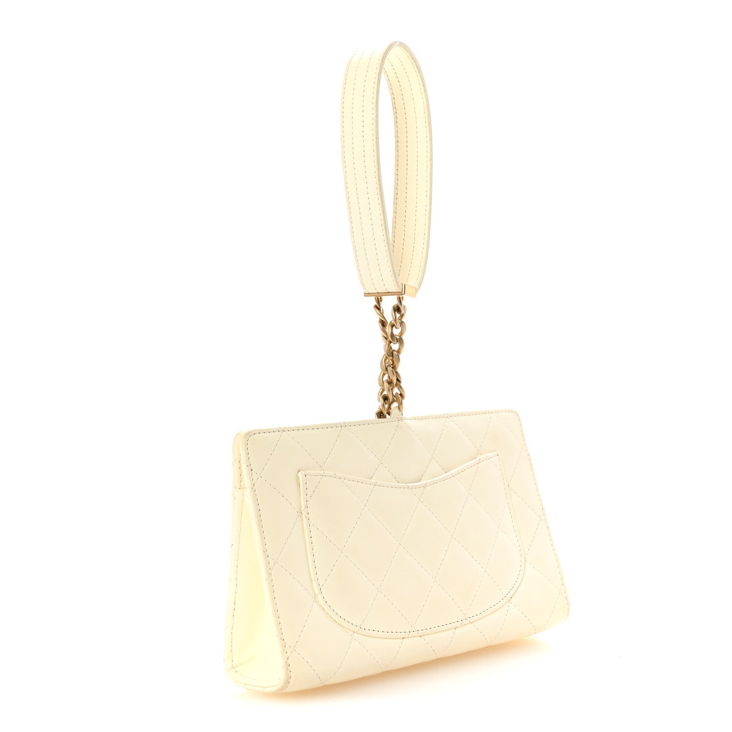 Lambskin Quilted Evening By The Sea Clutch White