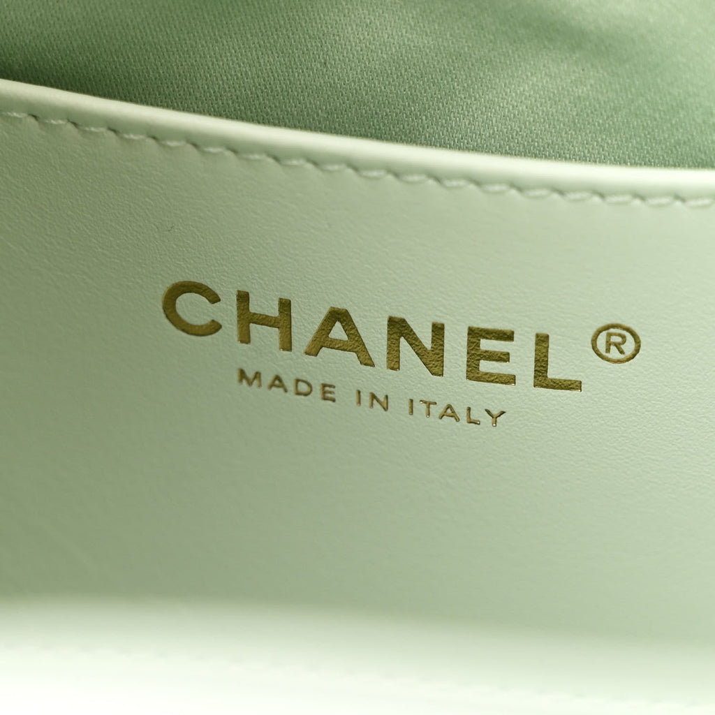 Caviar Quilted Small Chanel 25 Handbag Light Green