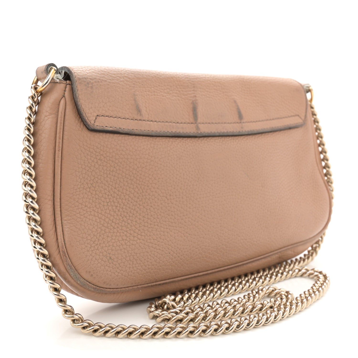 Pebbled Calfskin Medium Soho Flap Crossbody Camelia
