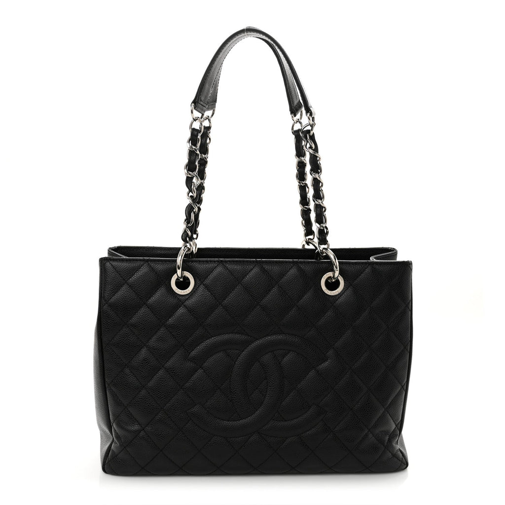 Caviar Quilted Grand Shopping Tote GST Black