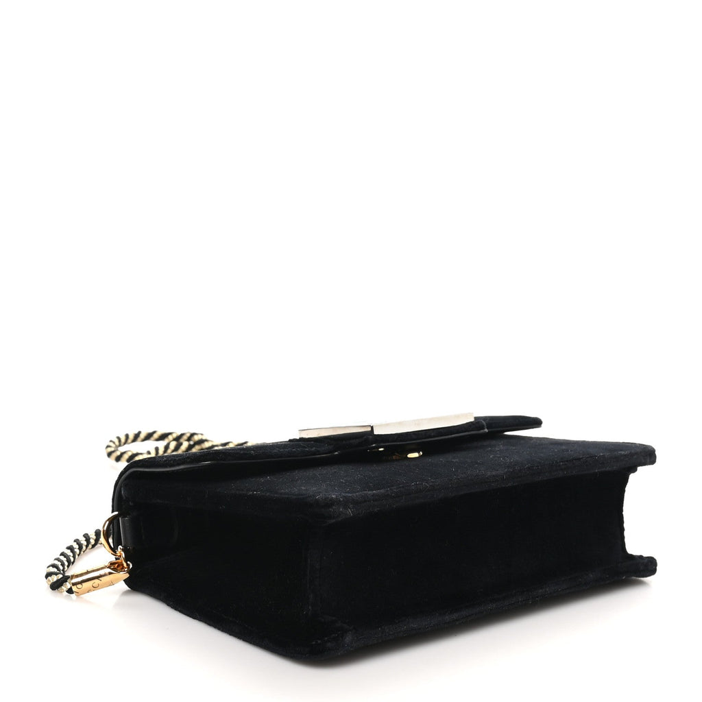 Velvet Crystal Square G Shoulder Bag Black