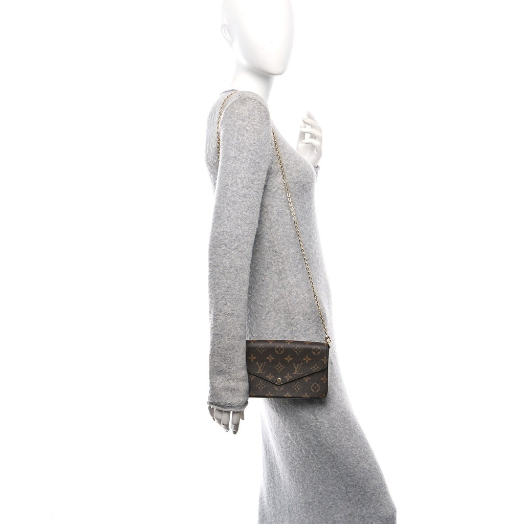 Monogram Pochette Felicie Chain Wallet Fuchsia