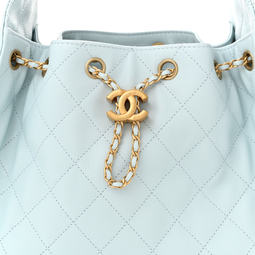 Caviar Quilted Small Chanel 25 Handbag Light Blue