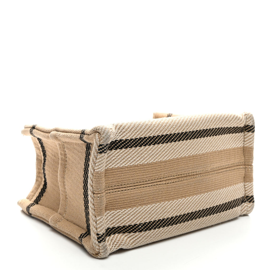 Stripe Triomphe Small Cabas Beige Black