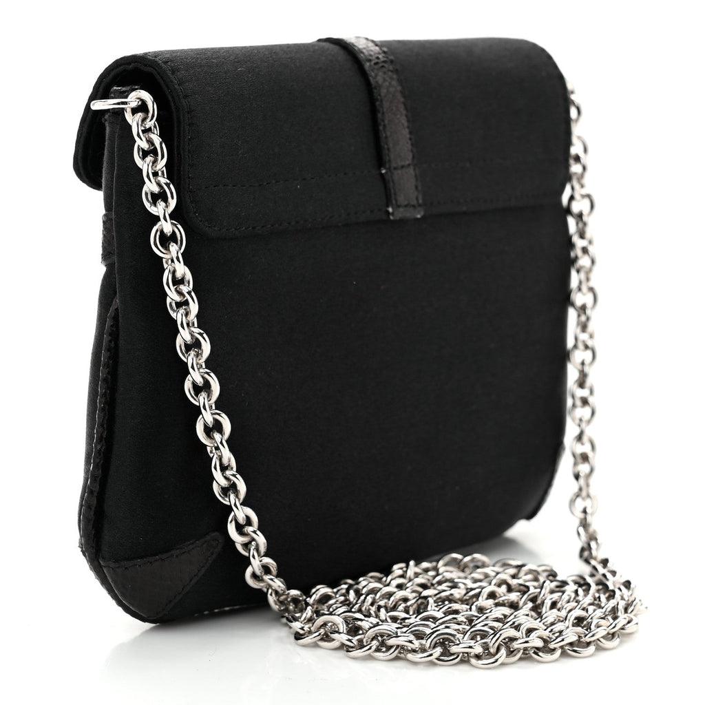 Satin Lizard Crystal Mini Interlocking G Shoulder Bag Black
