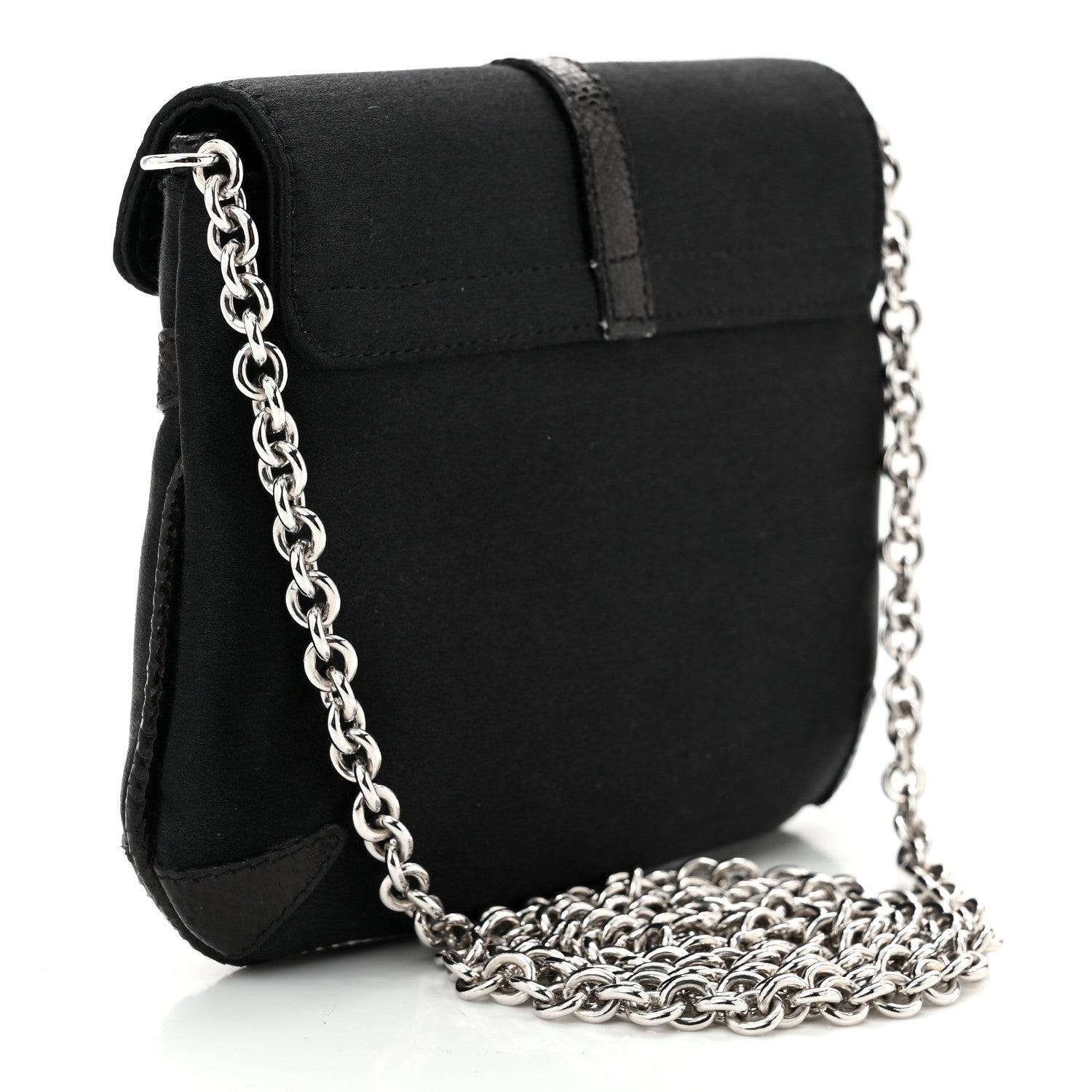 Satin Lizard Crystal Mini Interlocking G Shoulder Bag Black