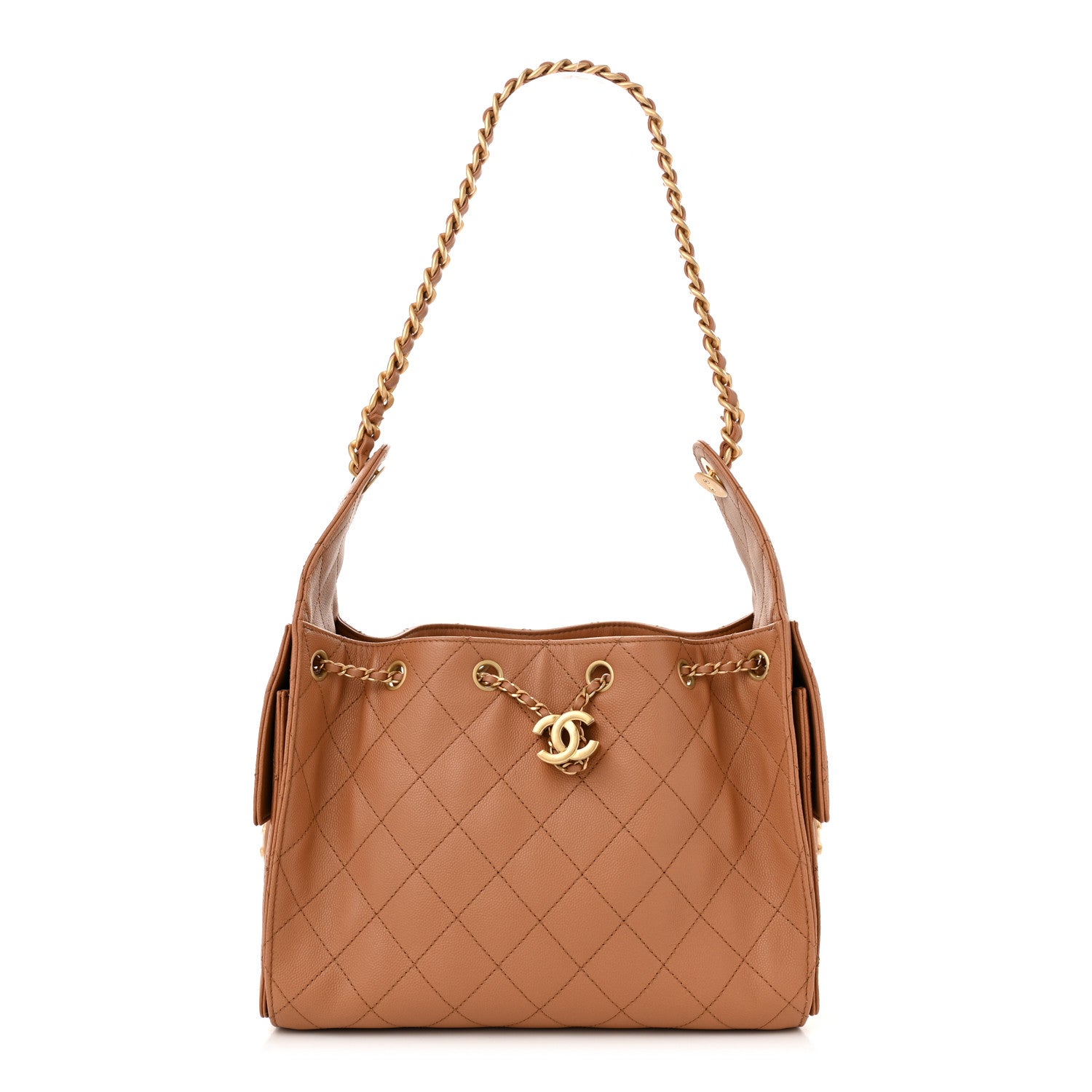 Caviar Quilted Small Chanel 25 Handbag Brown