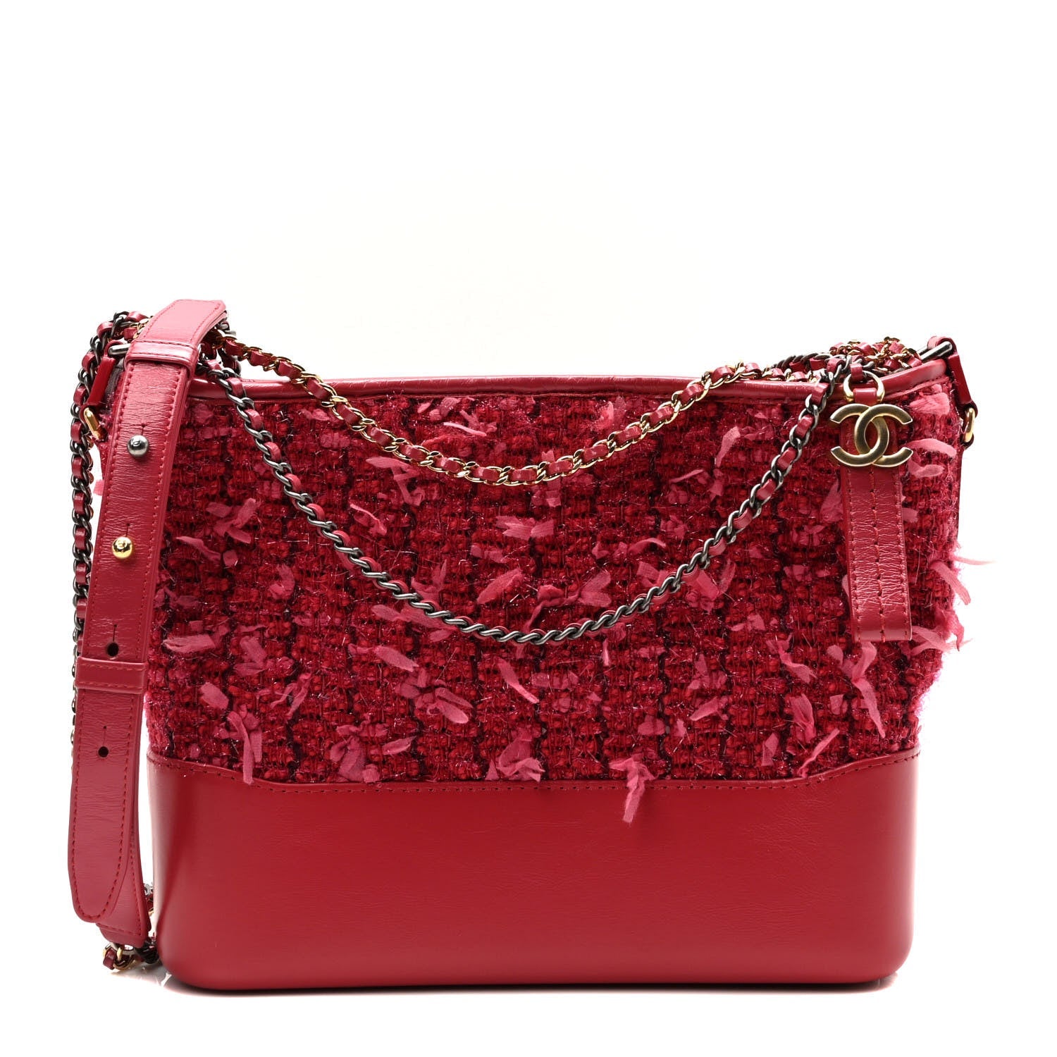 Tweed Calfskin Medium Gabrielle Hobo Pink
