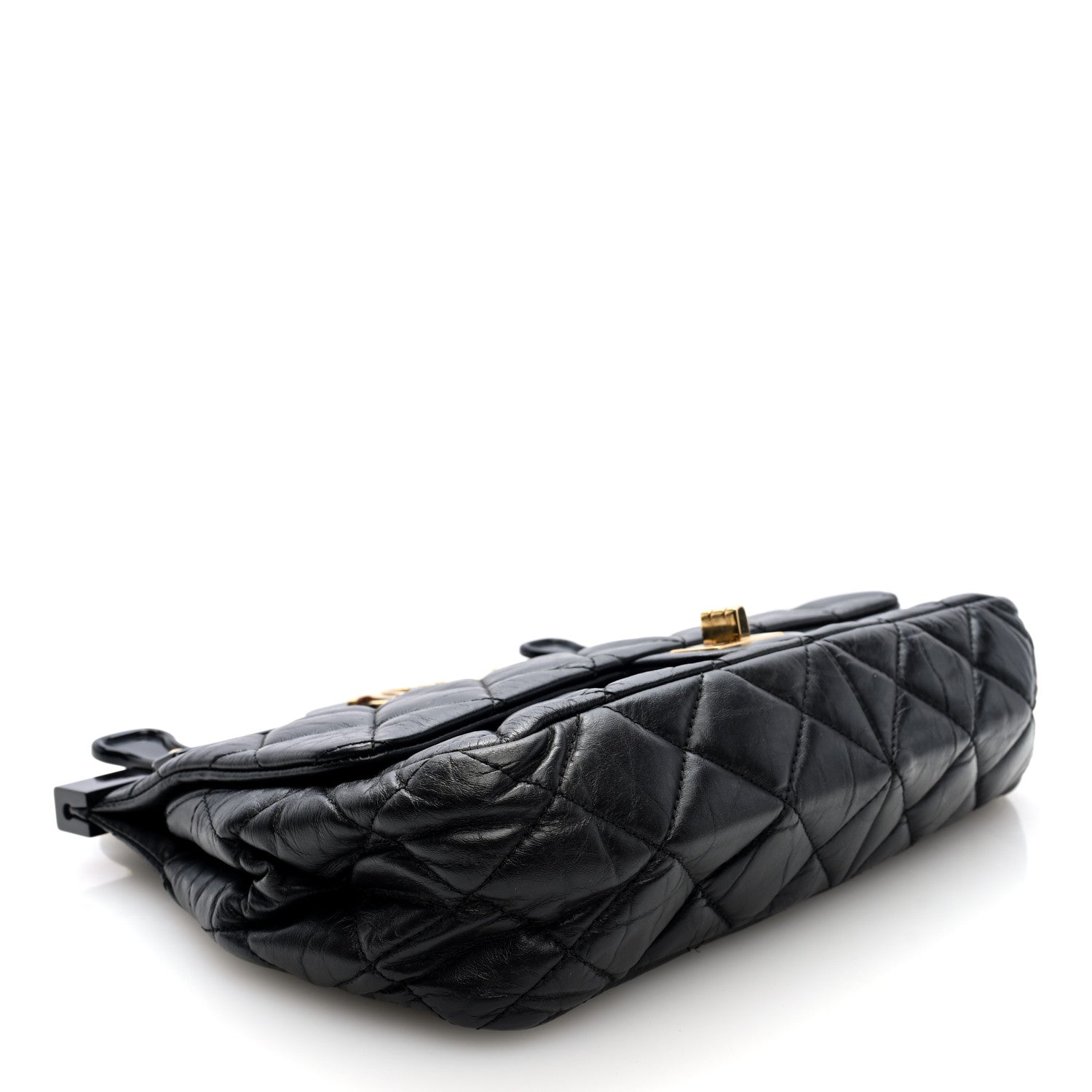 Aged Calfskin Quilted 2.55 Reissue 225 Hanger Flap Black