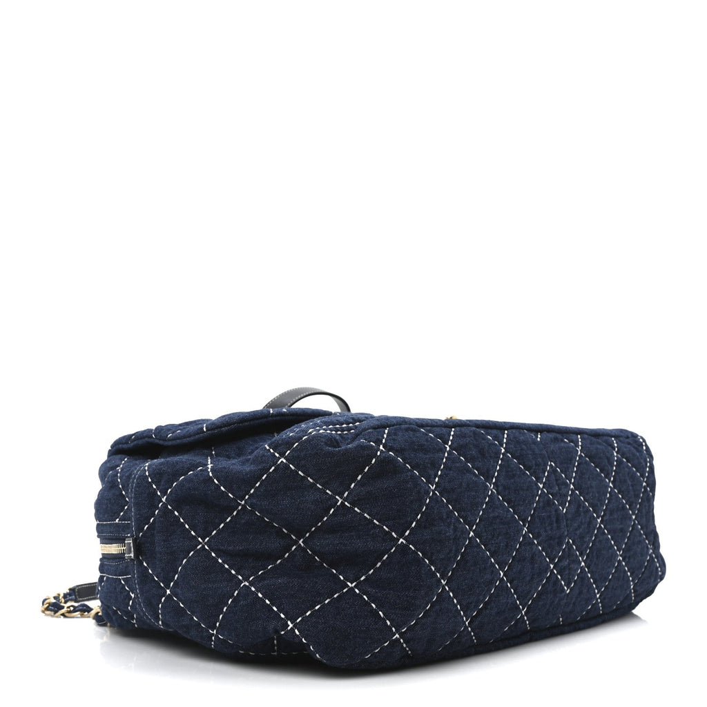 Denim Quilted Large Express Bowling Bag Blue