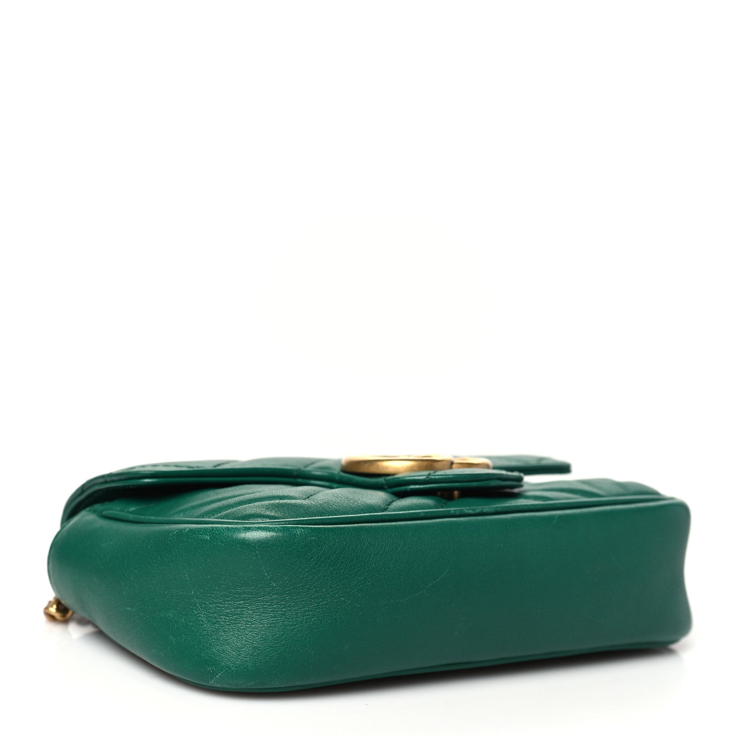 Calfskin Matelasse Super Mini GG Marmont Shoulder Bag Emerald Green