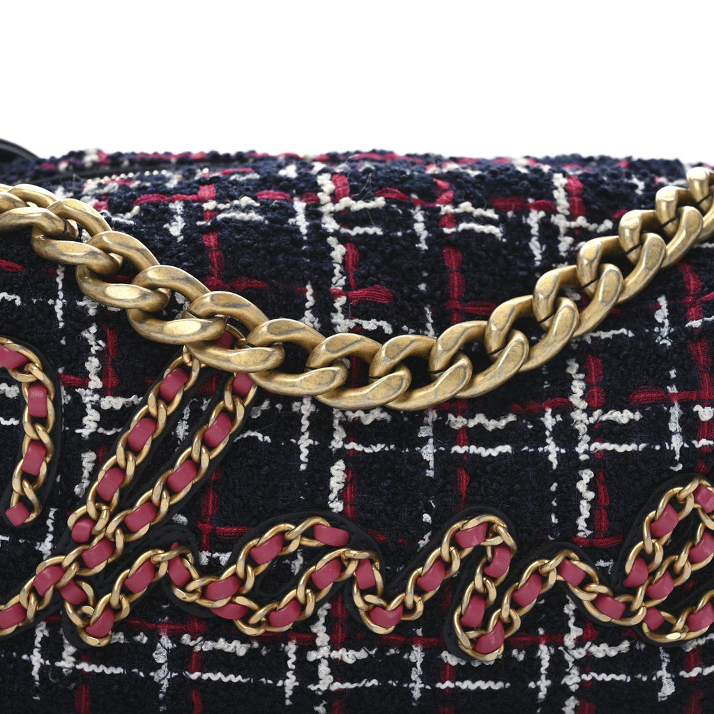 Tweed Calfskin Signe Hobo Navy Multicolor