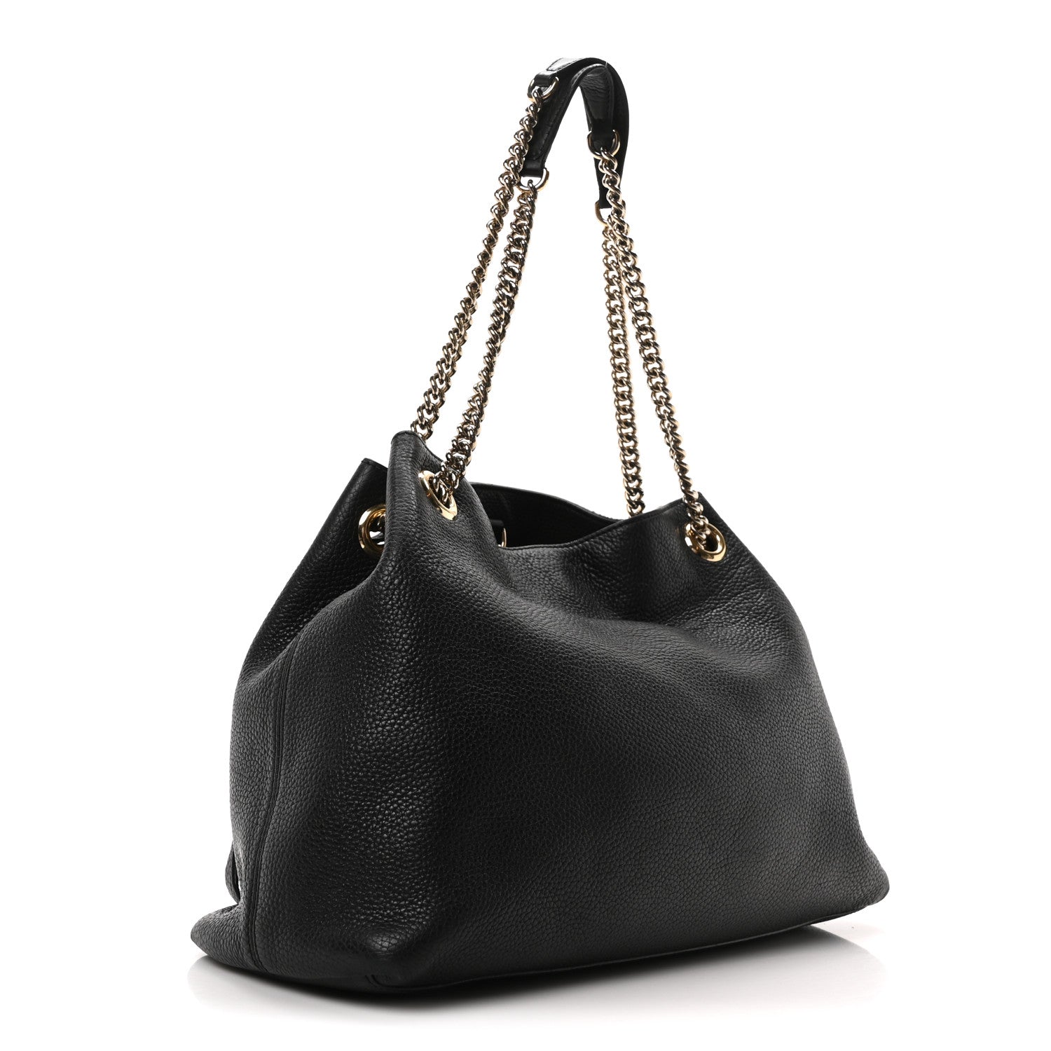Pebbled Calfskin Medium Soho Chain Shoulder Bag Black