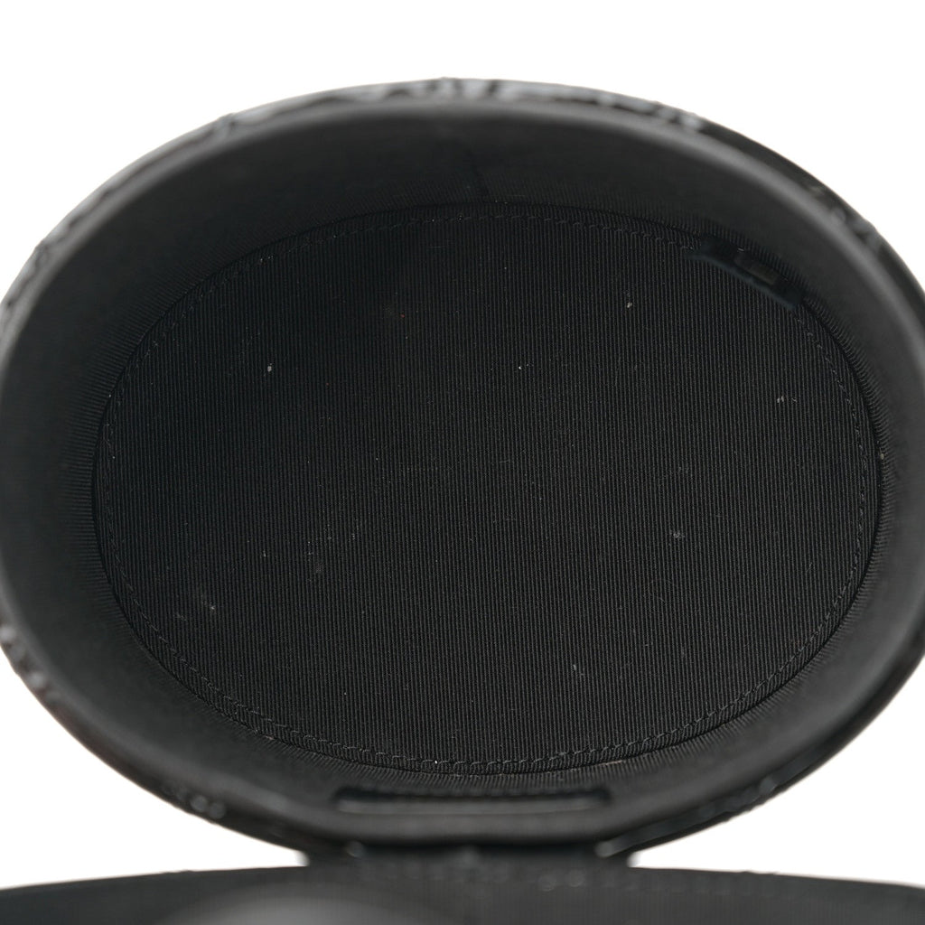 Patent Quilted Round Clutch With Chain Black