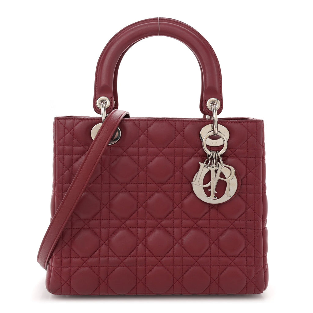 Lambskin Cannage Medium Lady Dior Dark Red
