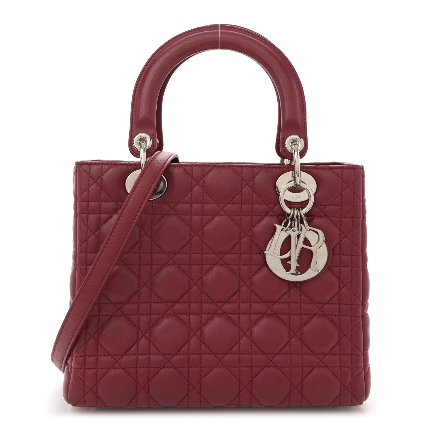 Lambskin Cannage Medium Lady Dior Dark Red