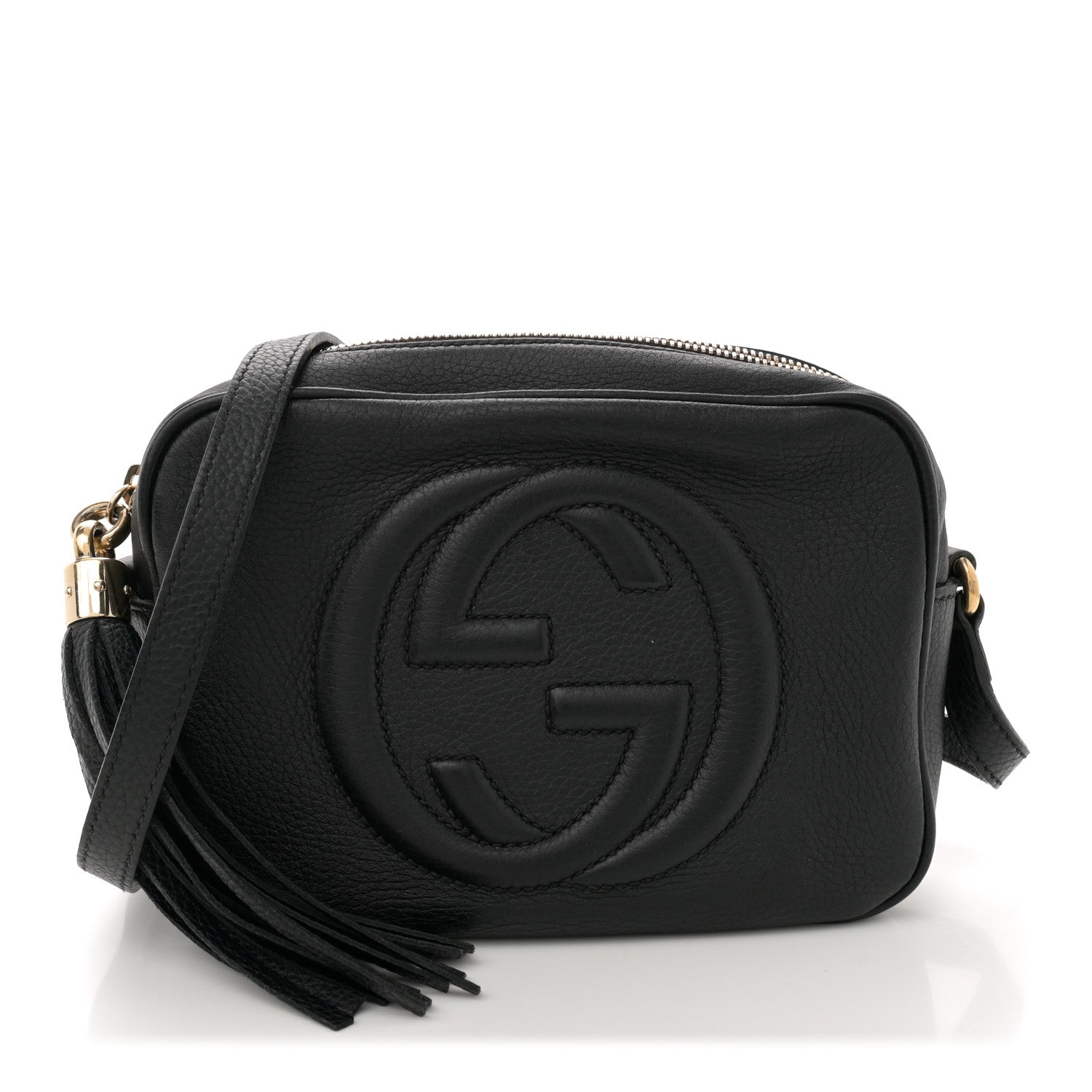 Pebbled Calfskin Small Soho Disco Bag Black