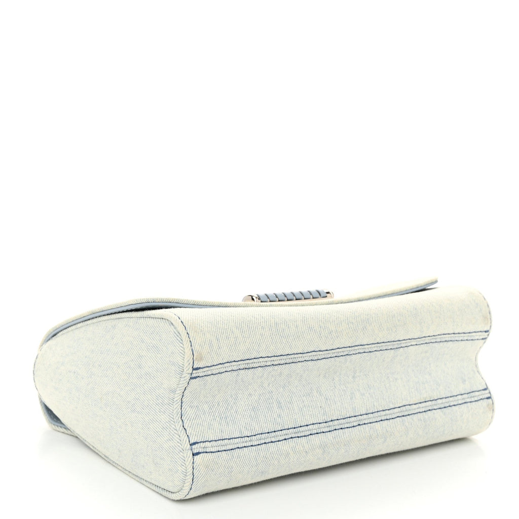 Denim Twist Shoulder Bag MM Blue Denim