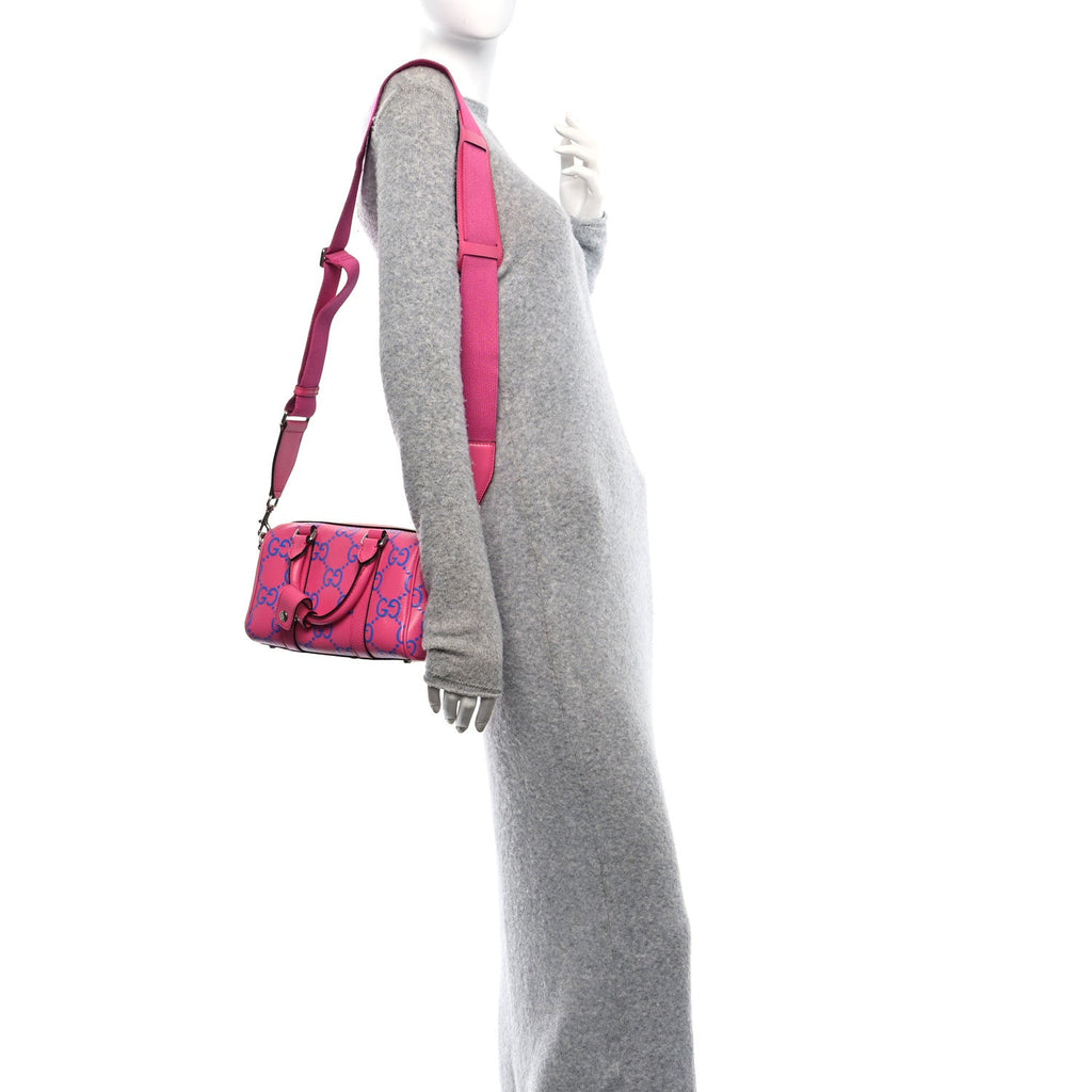 Calfskin GG Tennis Bi-Color Embossed Mini Duffle Bag Modern Fucsia Modern Blue