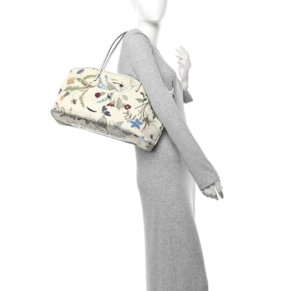 Canvas Flora Knight Medium Zippered Tote White