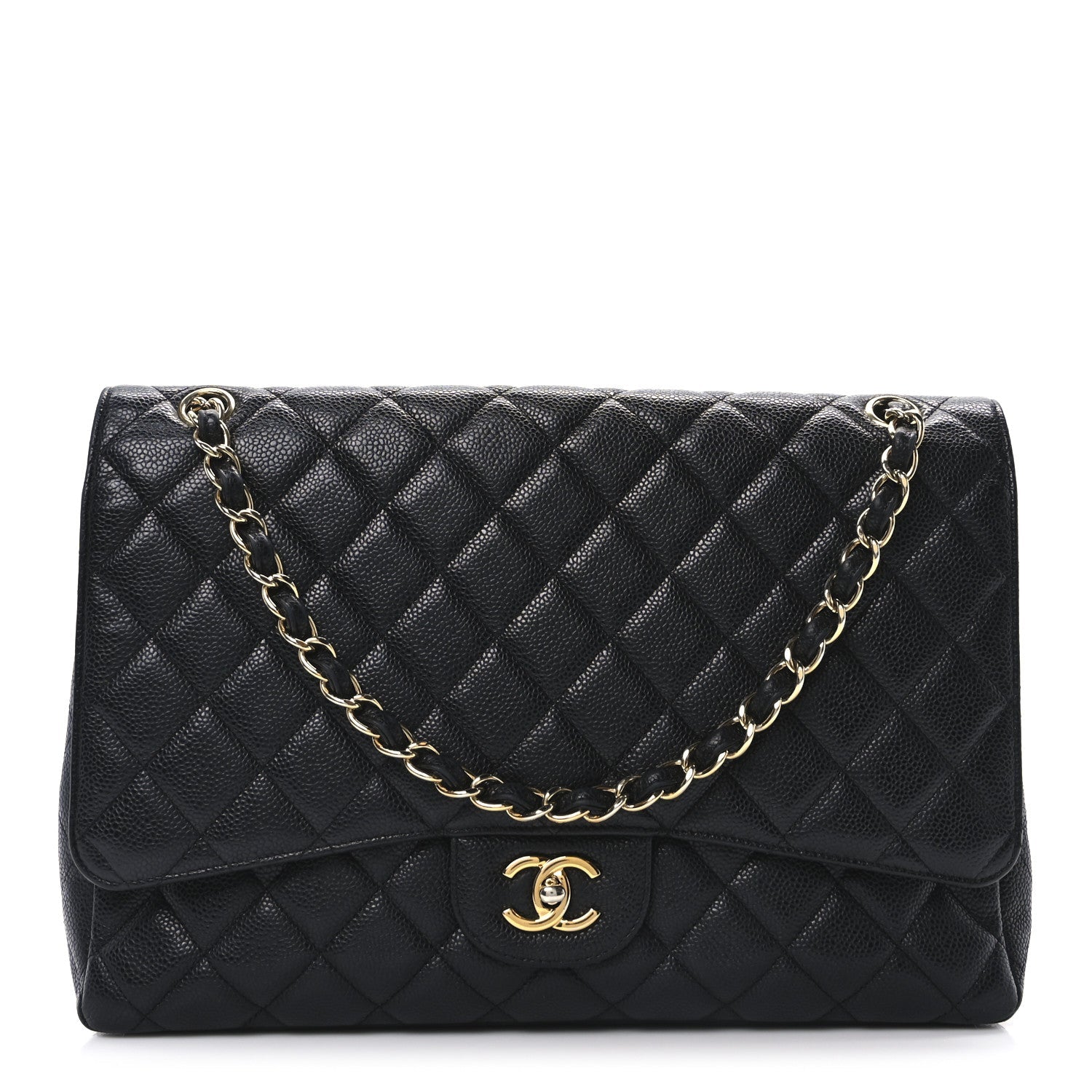 Caviar Quilted Maxi Single Flap Black