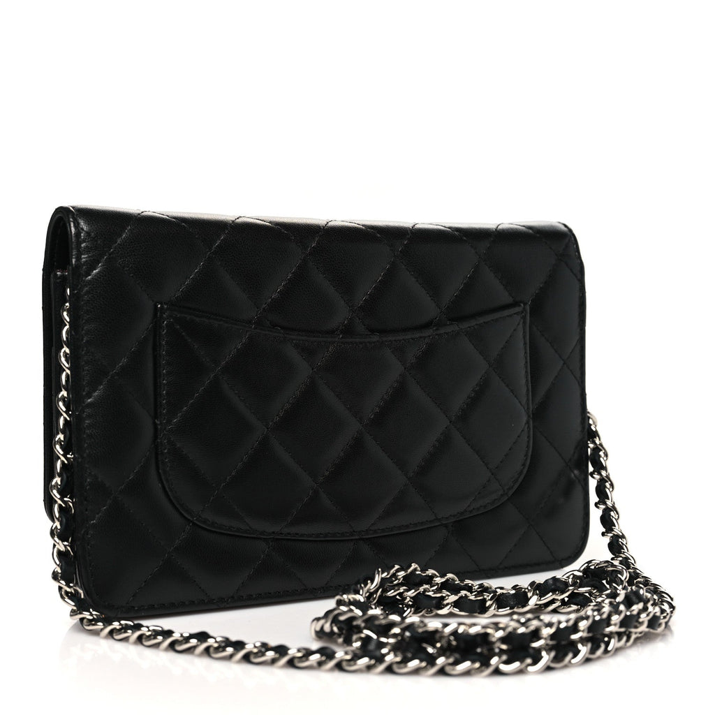 Lambskin Quilted Wallet On Chain WOC Black