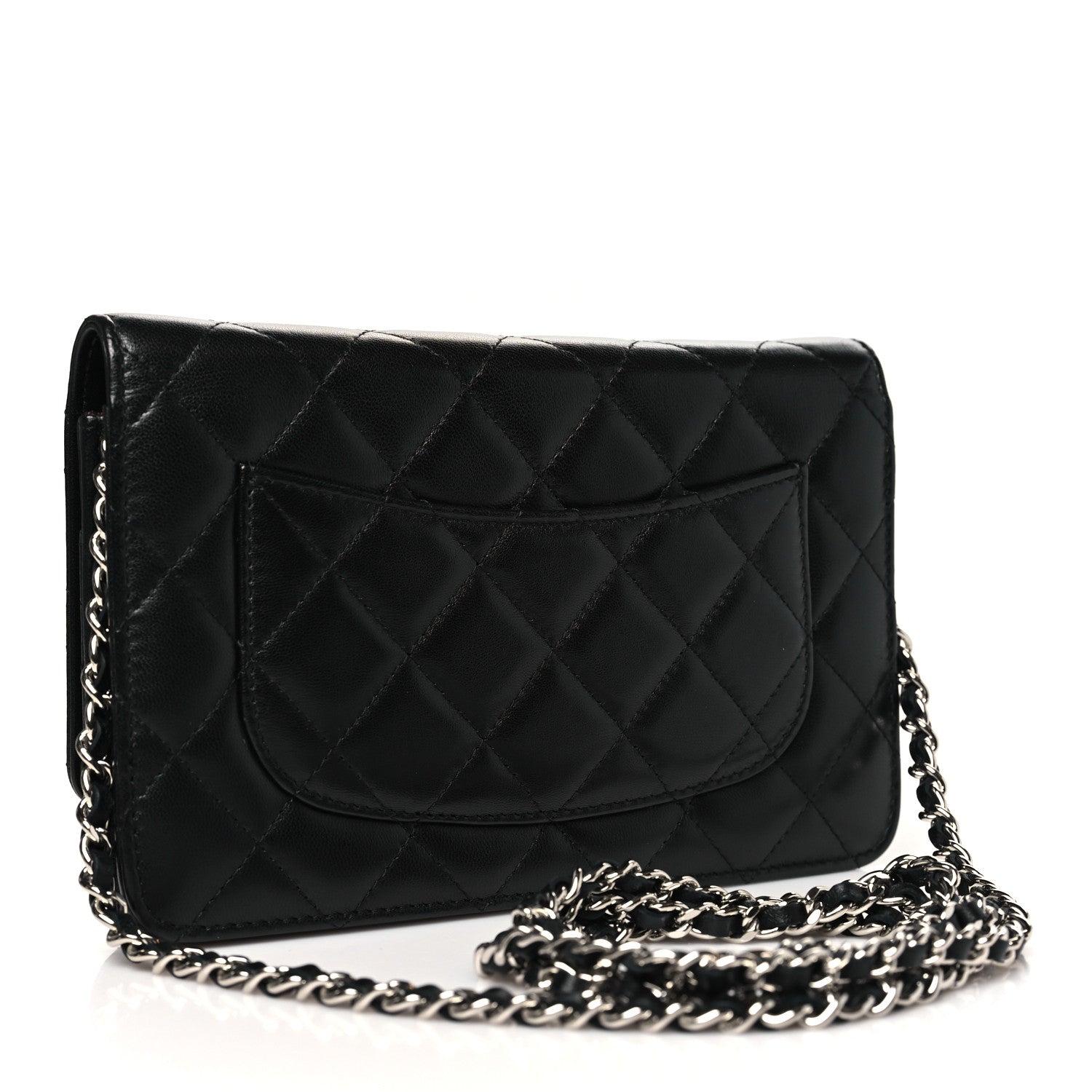 Lambskin Quilted Wallet On Chain WOC Black