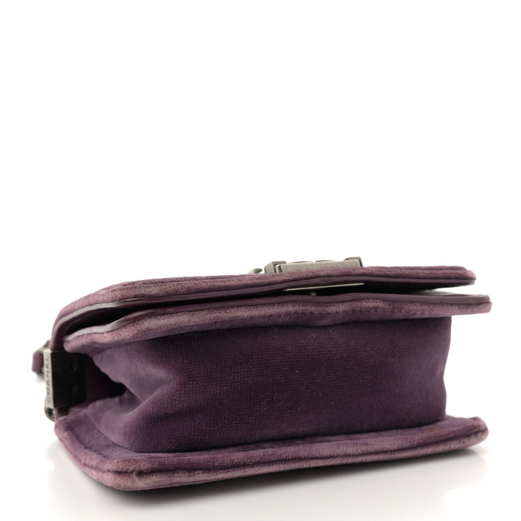 Velvet Quilted Mini Boy Flap Purple