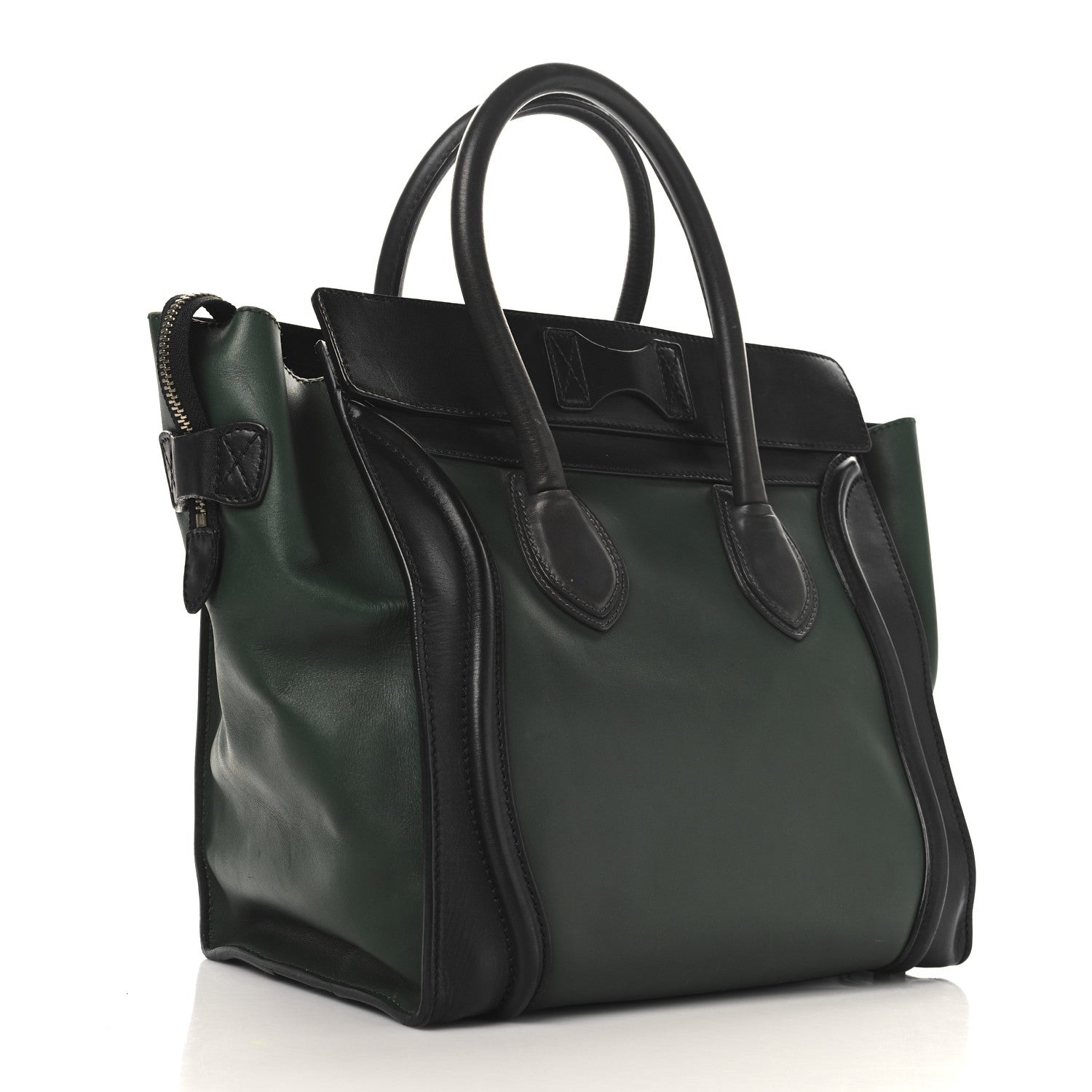 Smooth Calfskin Mini Bi-Color Luggage Forest Black