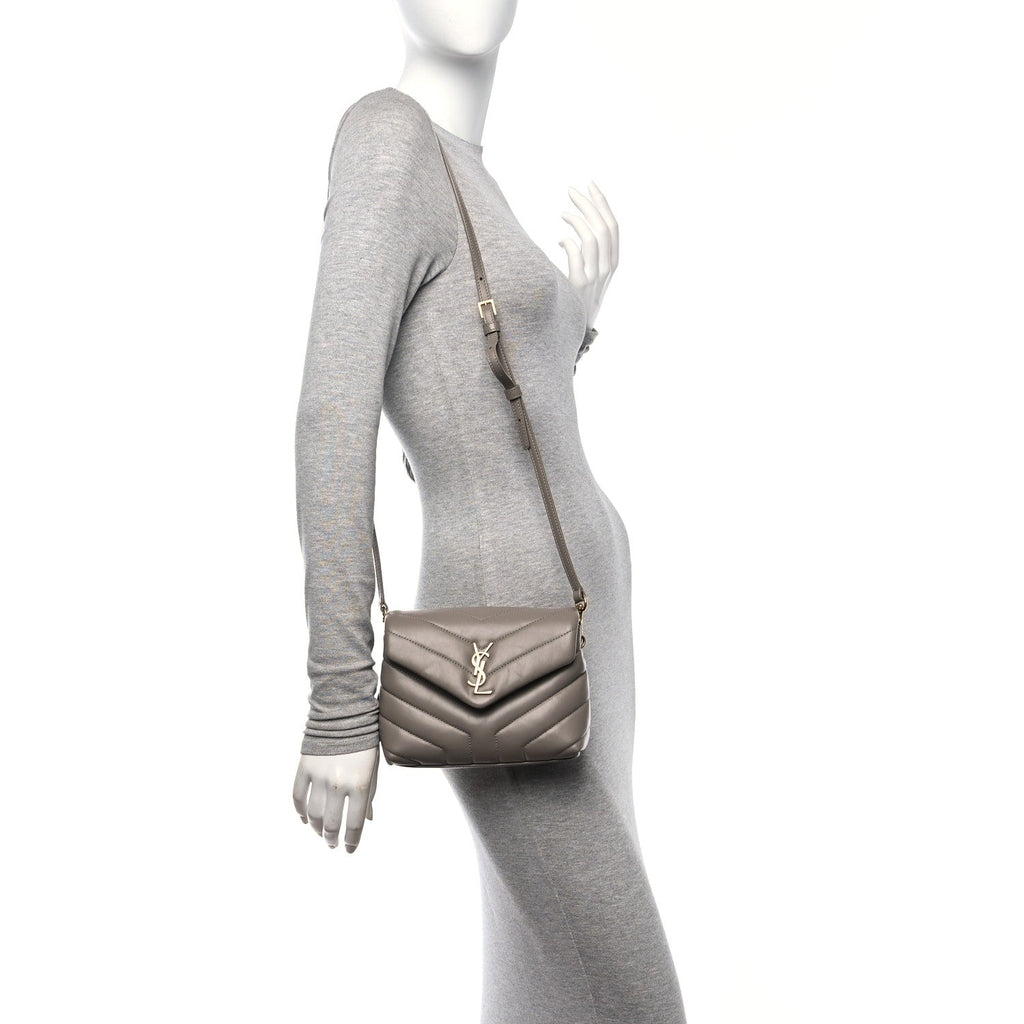 Calfskin Y Quilted Monogram Toy Loulou Crossbody Bag Dark Beige