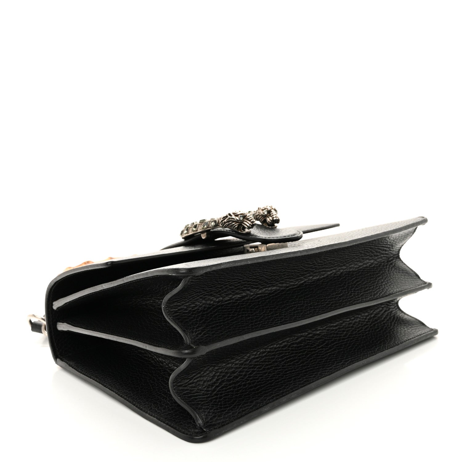 Dollar Calfskin Crystal Web Medium Dionysus Bamboo Top Handle Bag Black Black Diamond