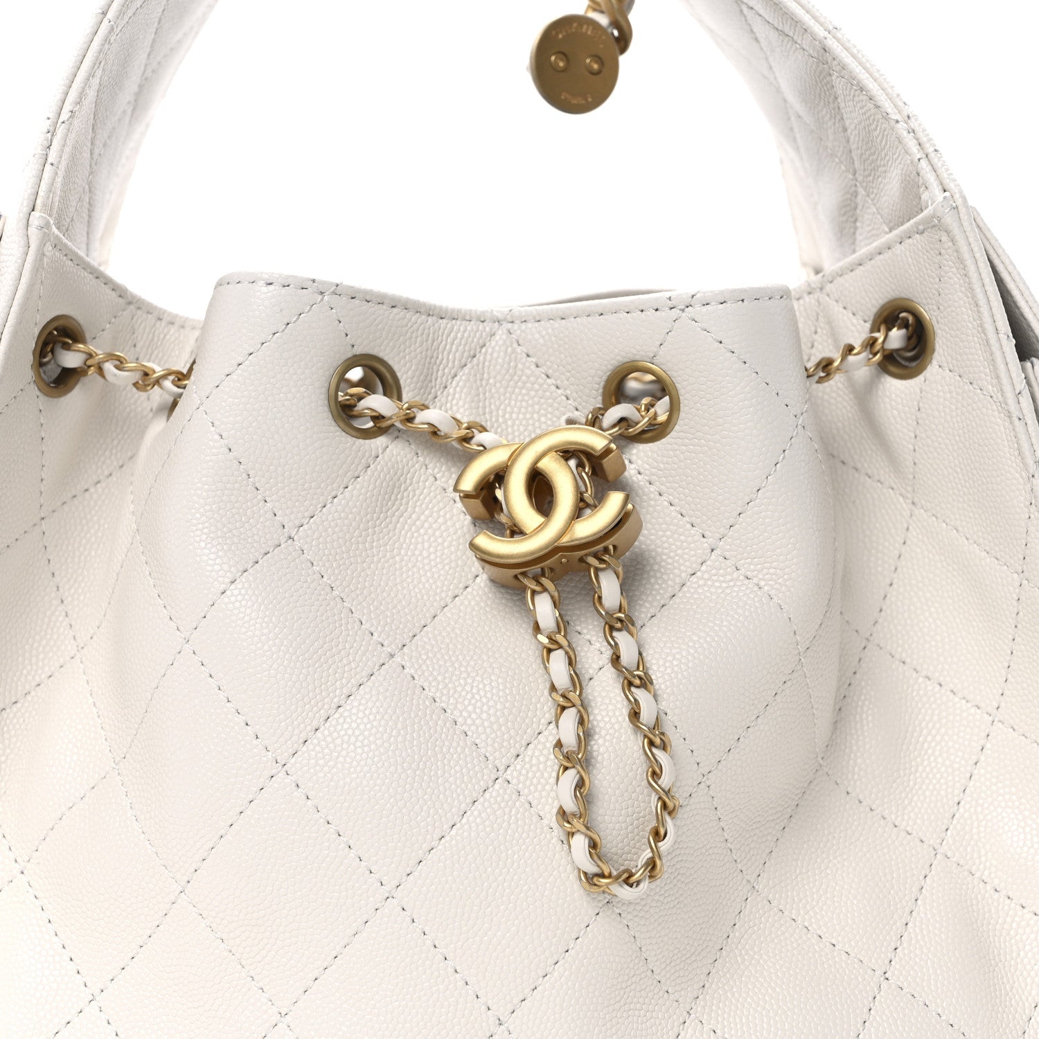 Caviar Quilted Small Chanel 25 Handbag White