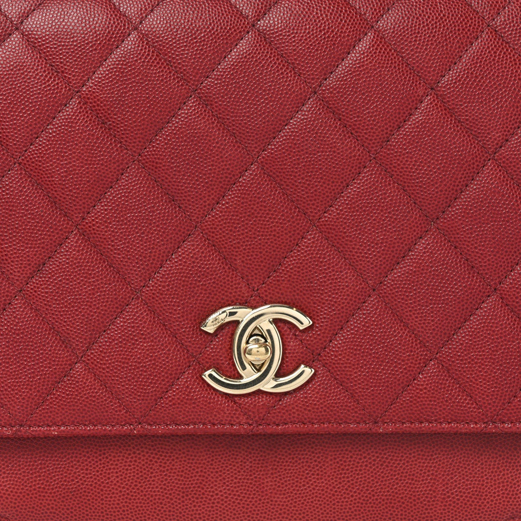 Caviar Quilted Large Business Affinity Flap Red