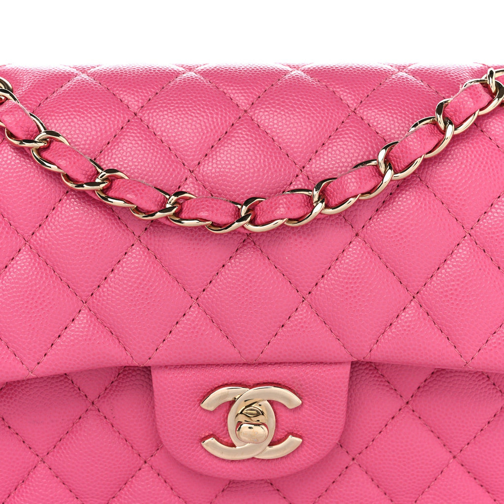 Caviar Quilted Small Double Flap Pink
