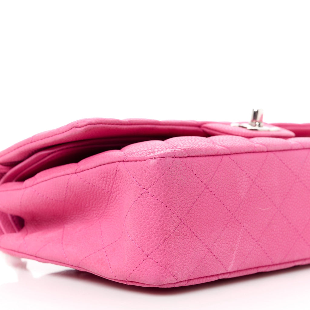 Caviar Quilted Medium Double Flap Pink