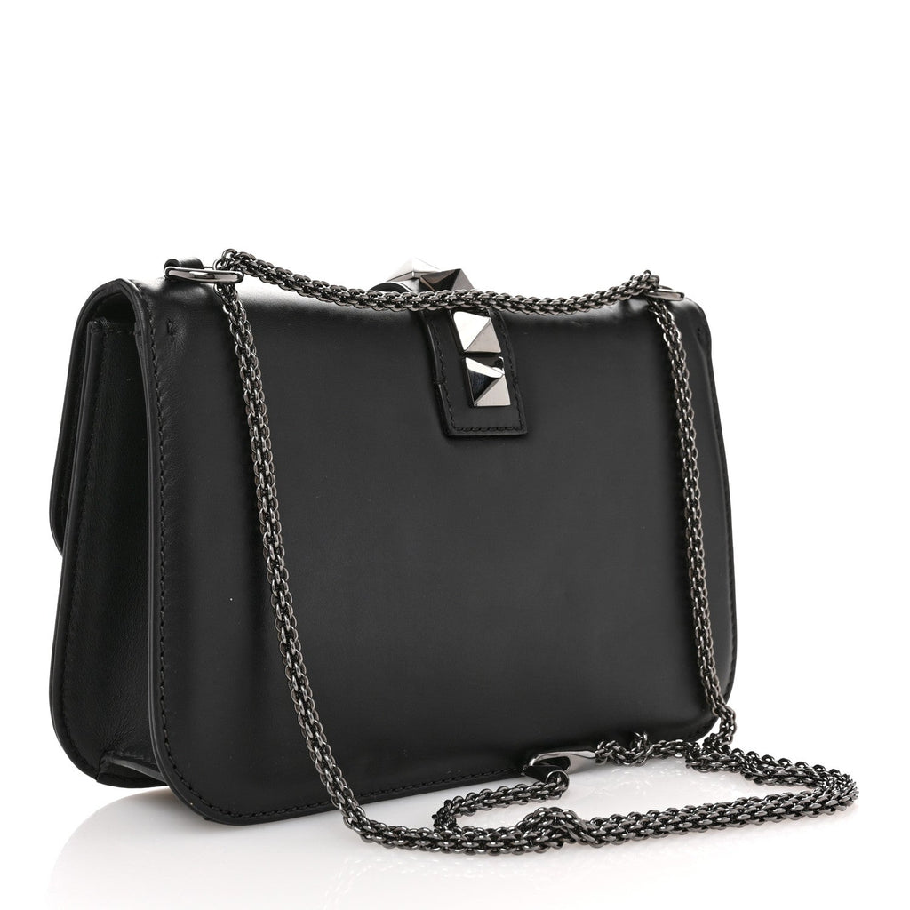 Vitello Medium Glam Lock Rockstud Flap Black