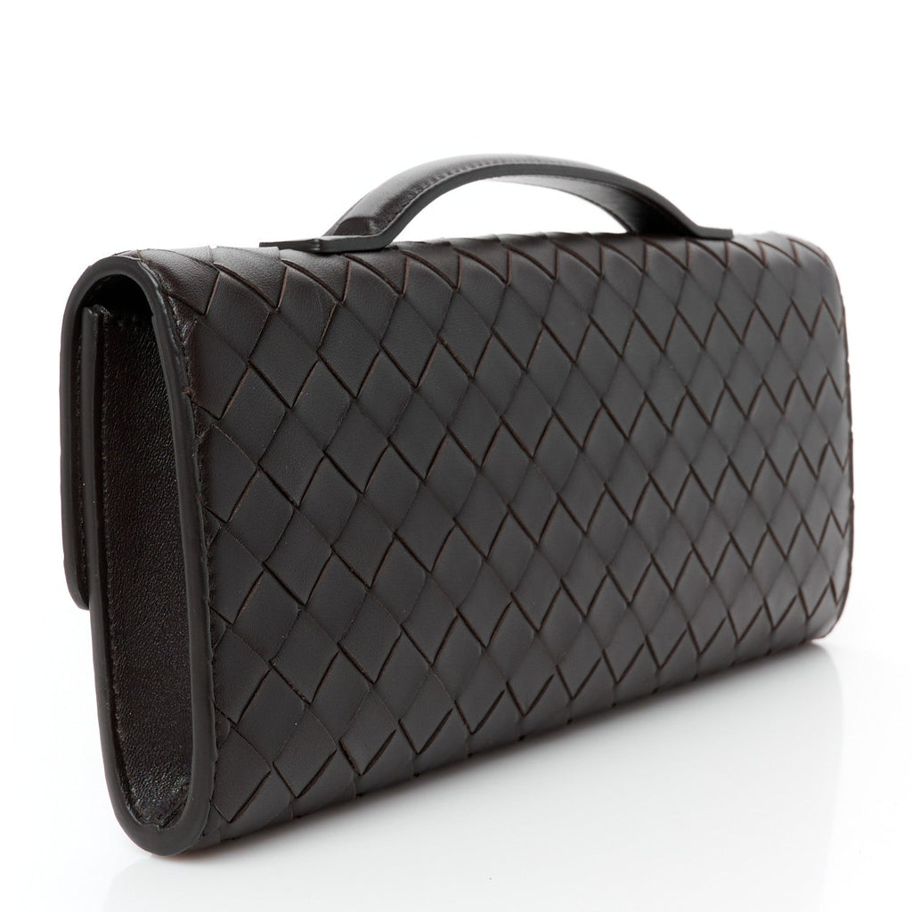 Nappa Intrecciato Long Andiamo Top Handle Clutch Fondant