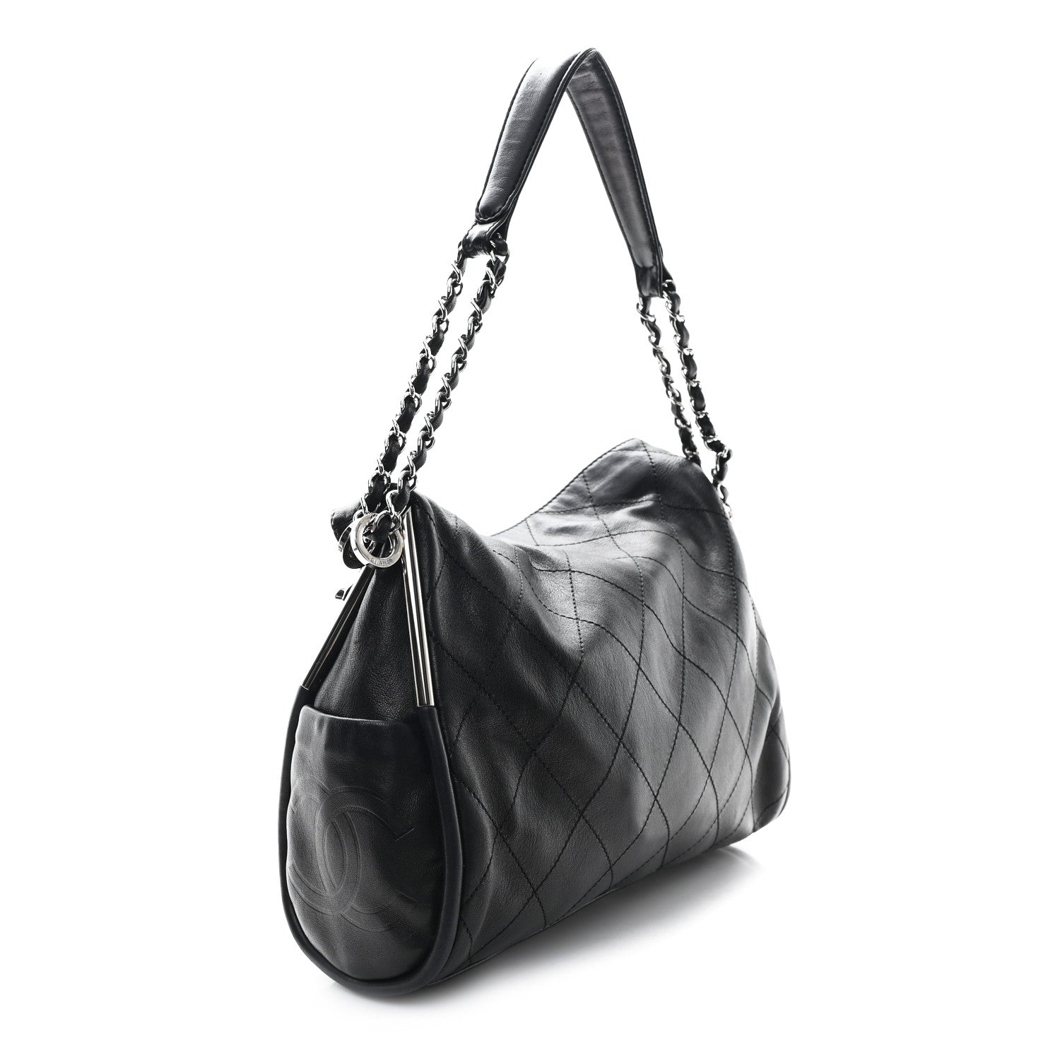 Lambskin Stitched Medium Ultimate Soft Tote Black