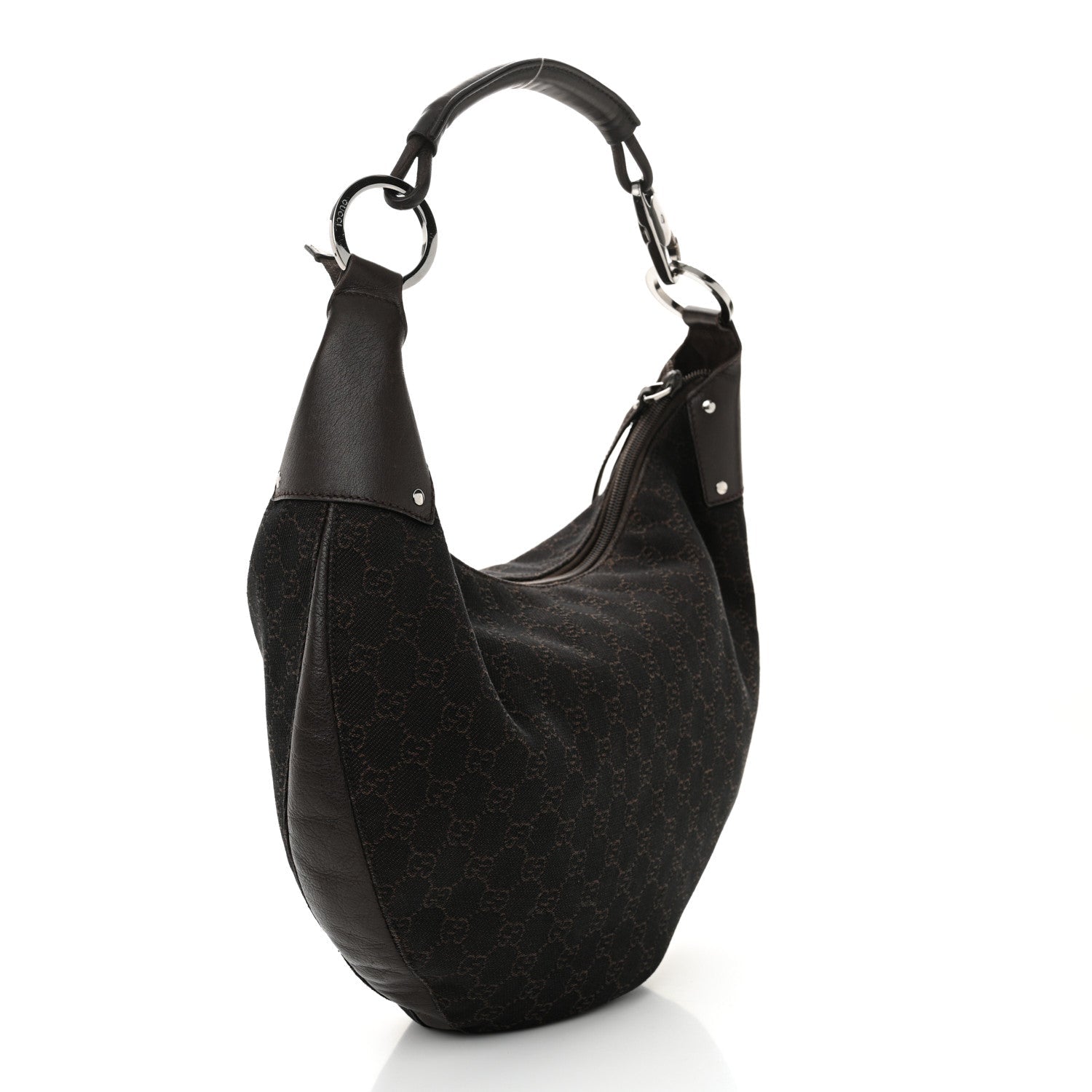 Denim Monogram Half Moon Hobo Dark Brown
