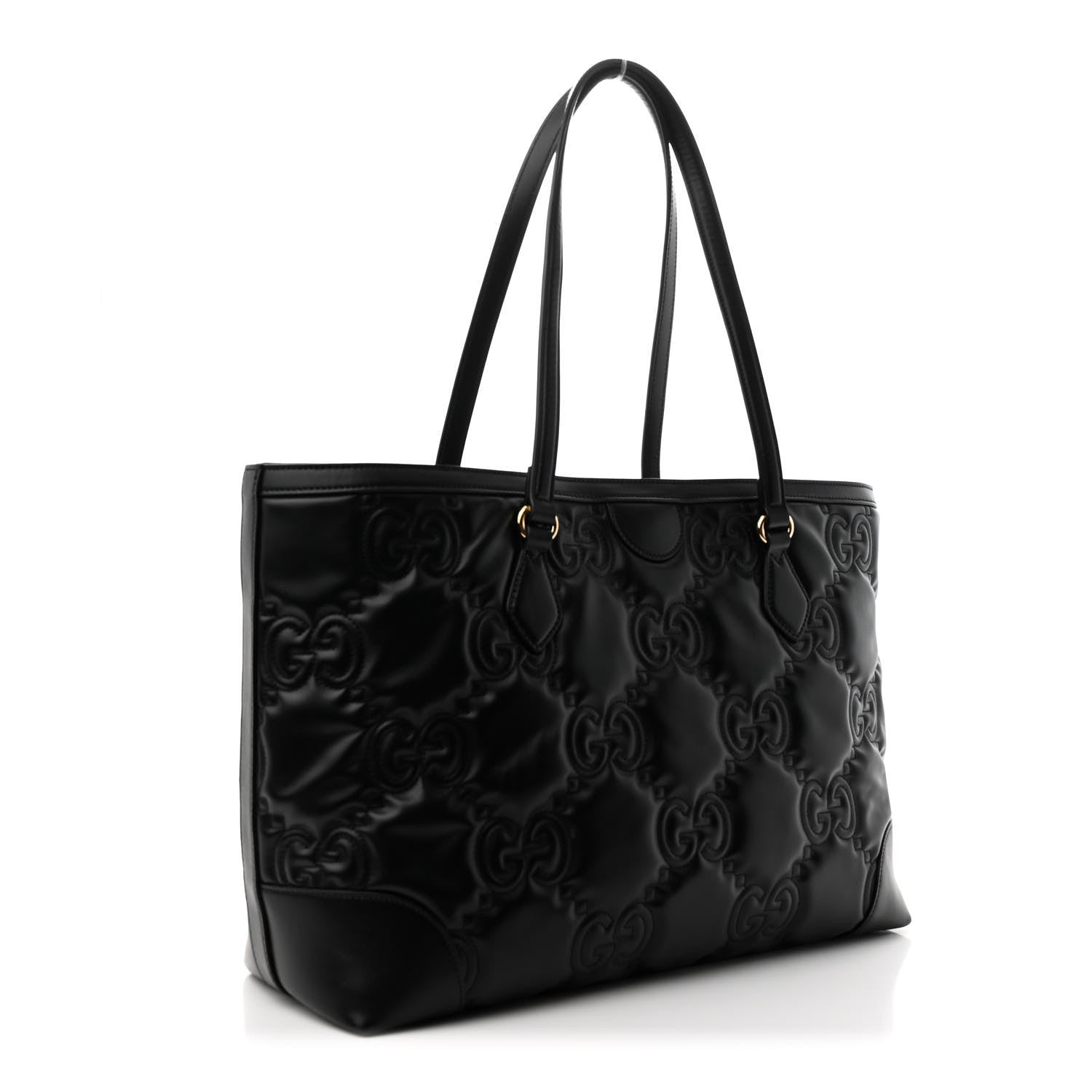Calfskin GG Matelasse Medium Ophidia Shopping Tote Black