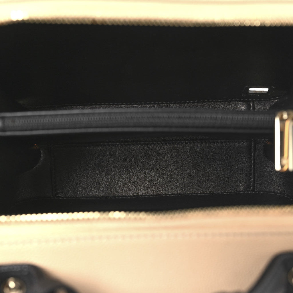 Caviar Quilted Medium CC Filigree Vanity Case Beige Black
