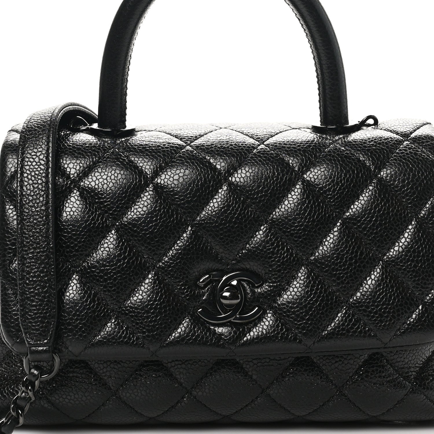 Caviar Quilted Mini Coco Handle Flap So Black
