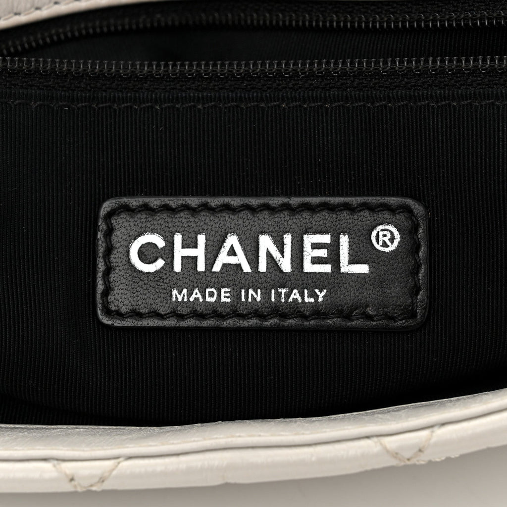 Calfskin Quilted Medium Chain Me Flap White