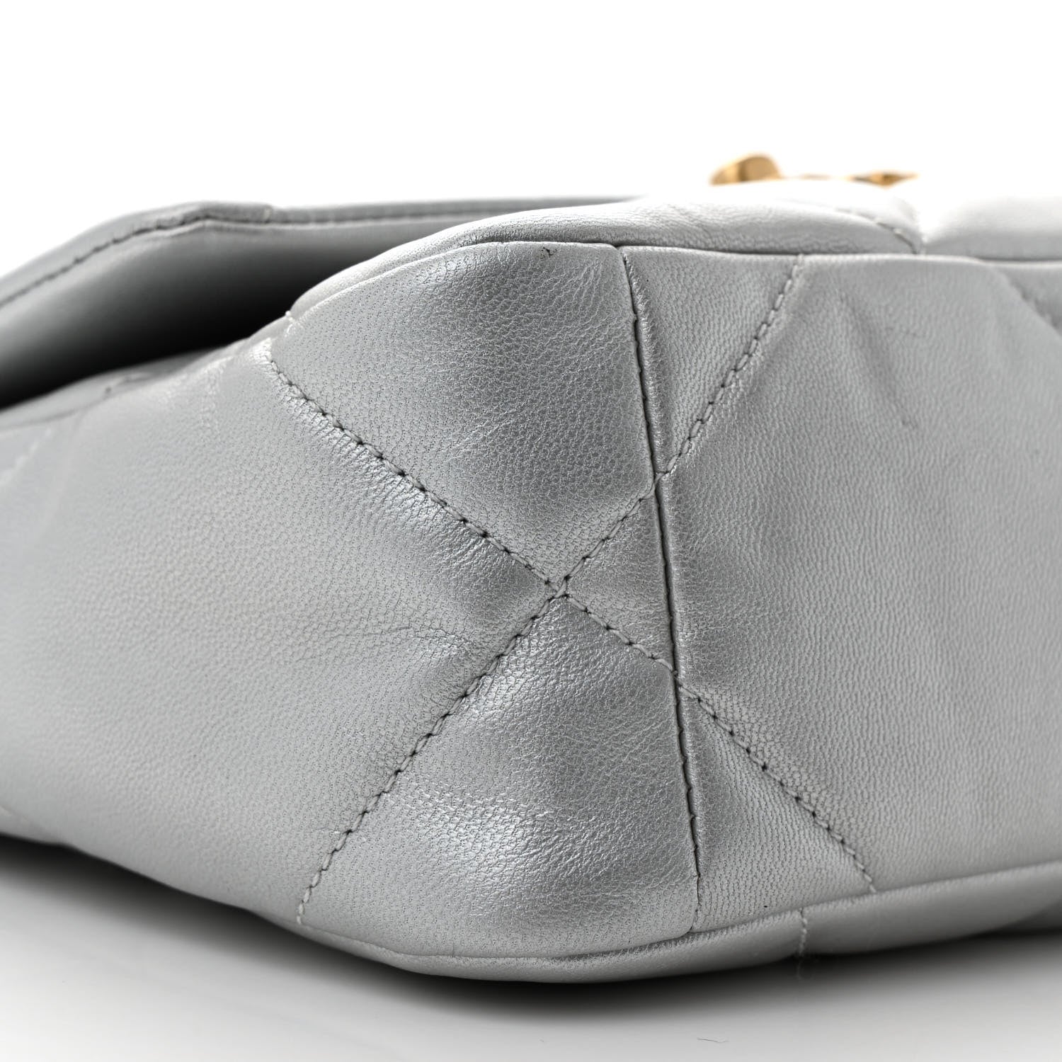 Metallic Lambskin Quilted Medium Chanel 19 Flap Silver