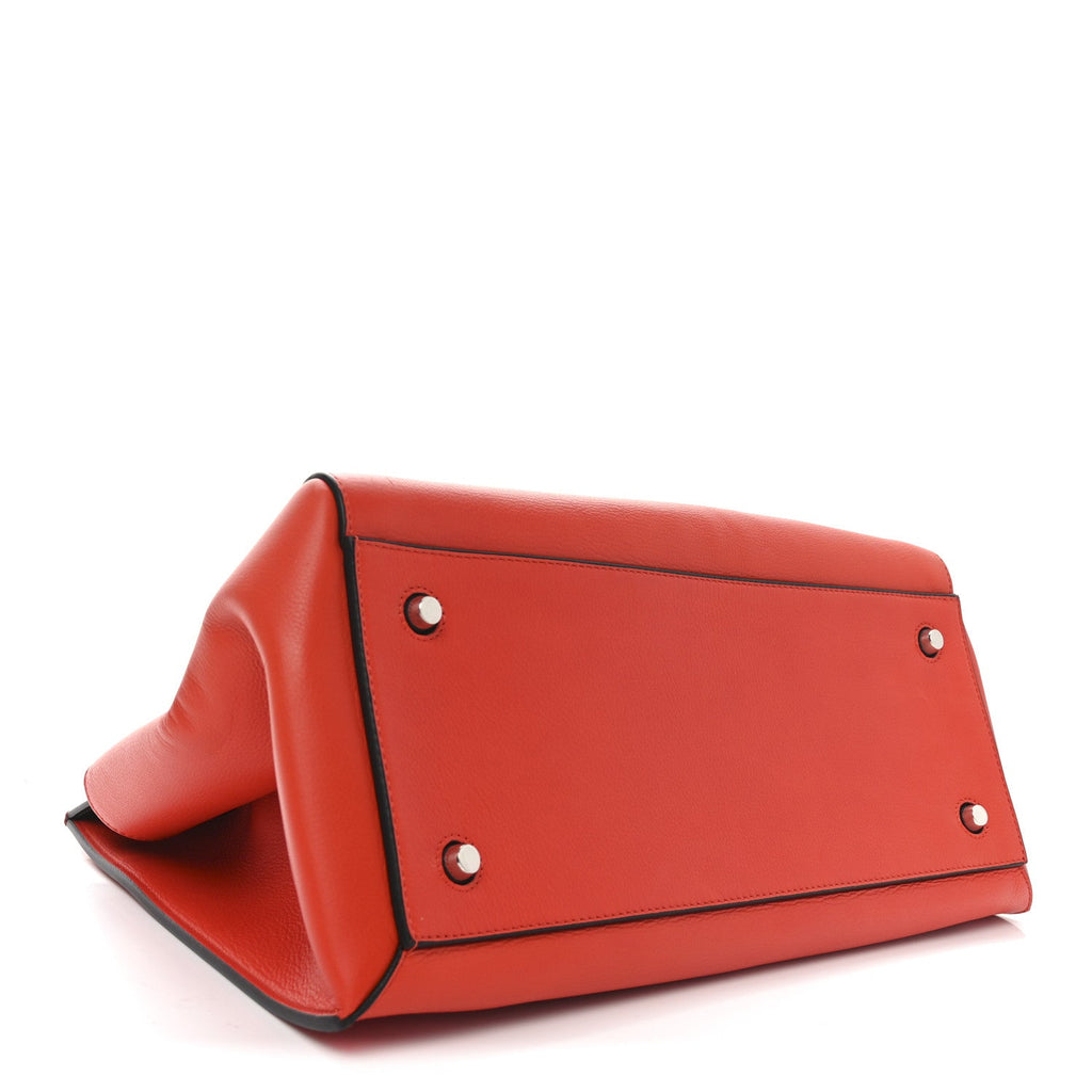 Grained Calfskin Medium Edge Shoulder Bag Vermillion