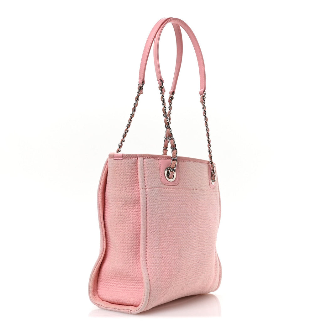 Mixed Fibers Calfskin Mini Deauville Tote Rose Pink