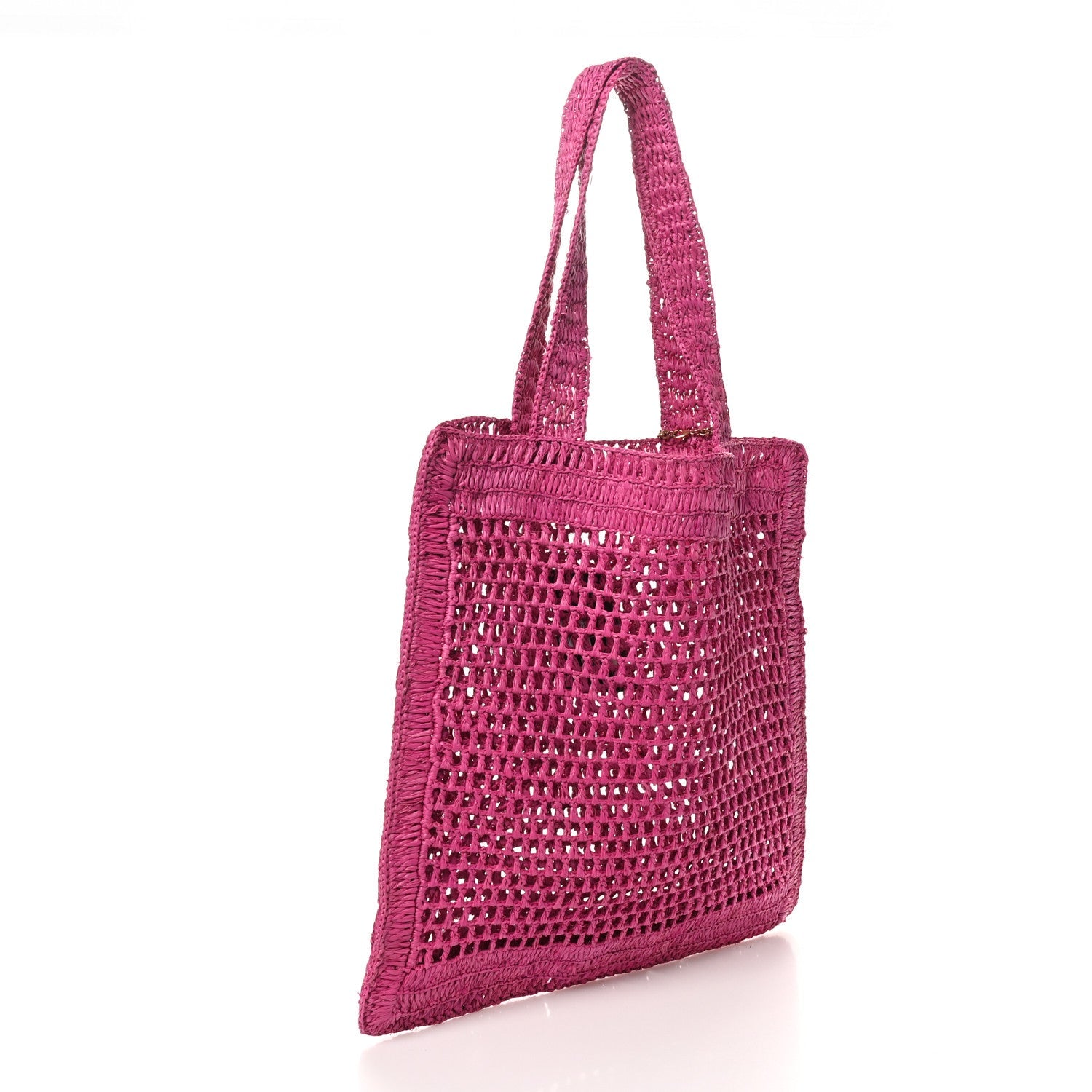 Raffia Summer Banana Tote Fuchsia Rose