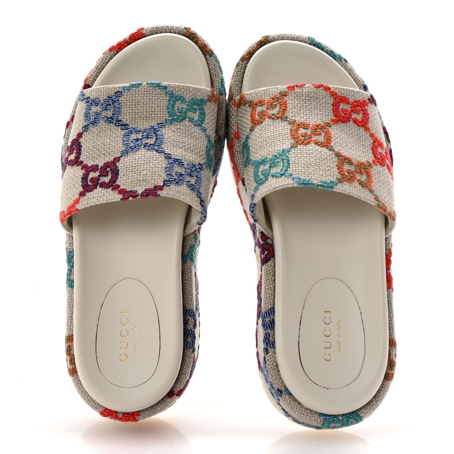 Linen Psychedelic Mini GG Monogram Angelina Platform 55mm Slide Sandals 35.5 Multicolor
