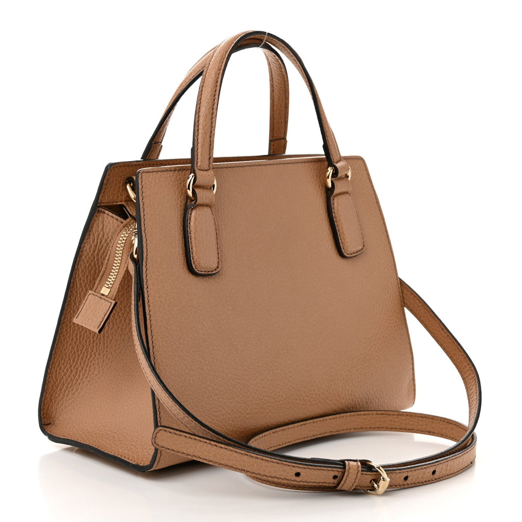 Dollar Calfskin Medium Soho Top Handle Satchel Camelia